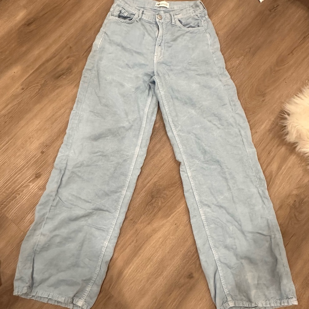 Zara soft light blue pants-wide leg